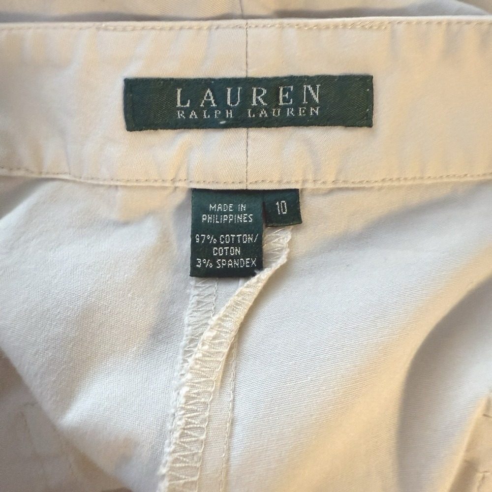Lauren Ralph Lauren Ankle Chino Pant Women 10 Beige‎ Preppy Coastal Capsule - Picture 3 of 7